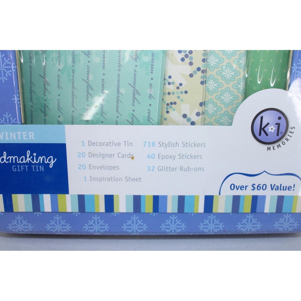 KI Memories Winter Cardmaking Gift Tin 800+ Pieces 20 Designer Cards 9346 NEW - Picture 2 of 4